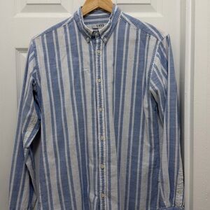 SMOG Slim Fit Men’s Blue & White Striped Button-Down Shirt Size M Cotton